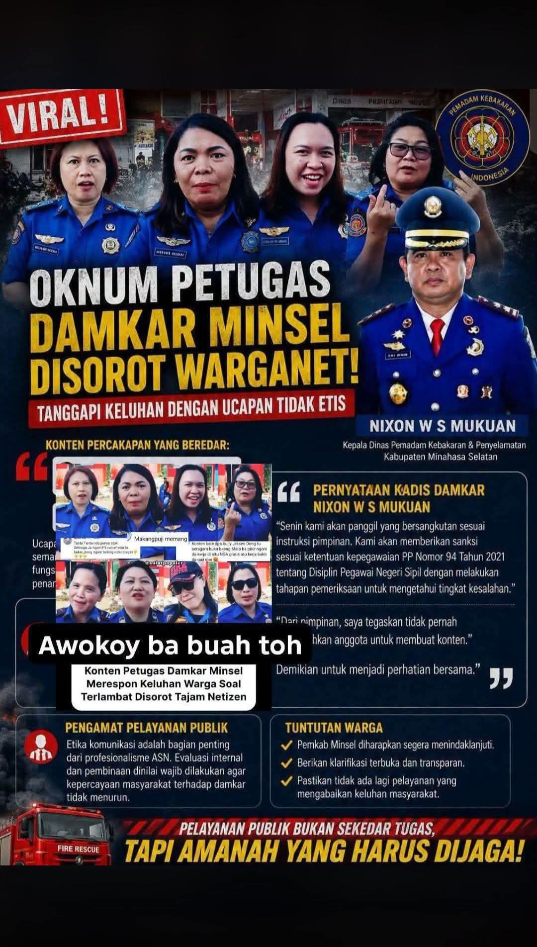 Damkar Minsel Panggil Petugas Pembuat Konten Viral, Sanksi Menanti
